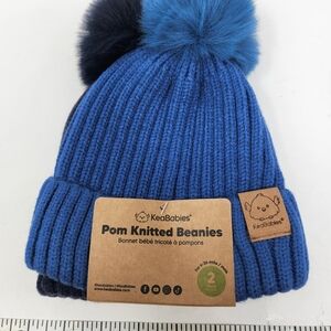 KeaBabies Blue Pom Knitted Beanie for Kids